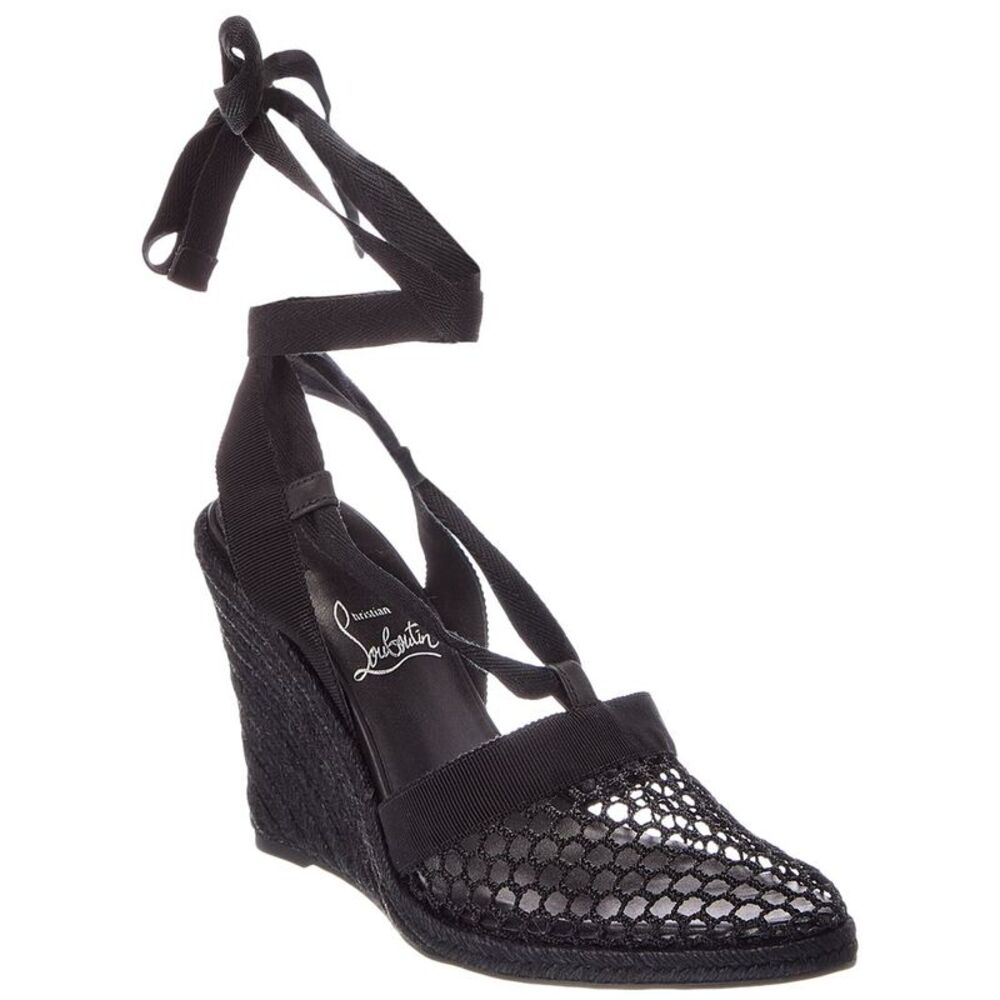 Christian Louboutin Cotton Mesh Sandal, Black
